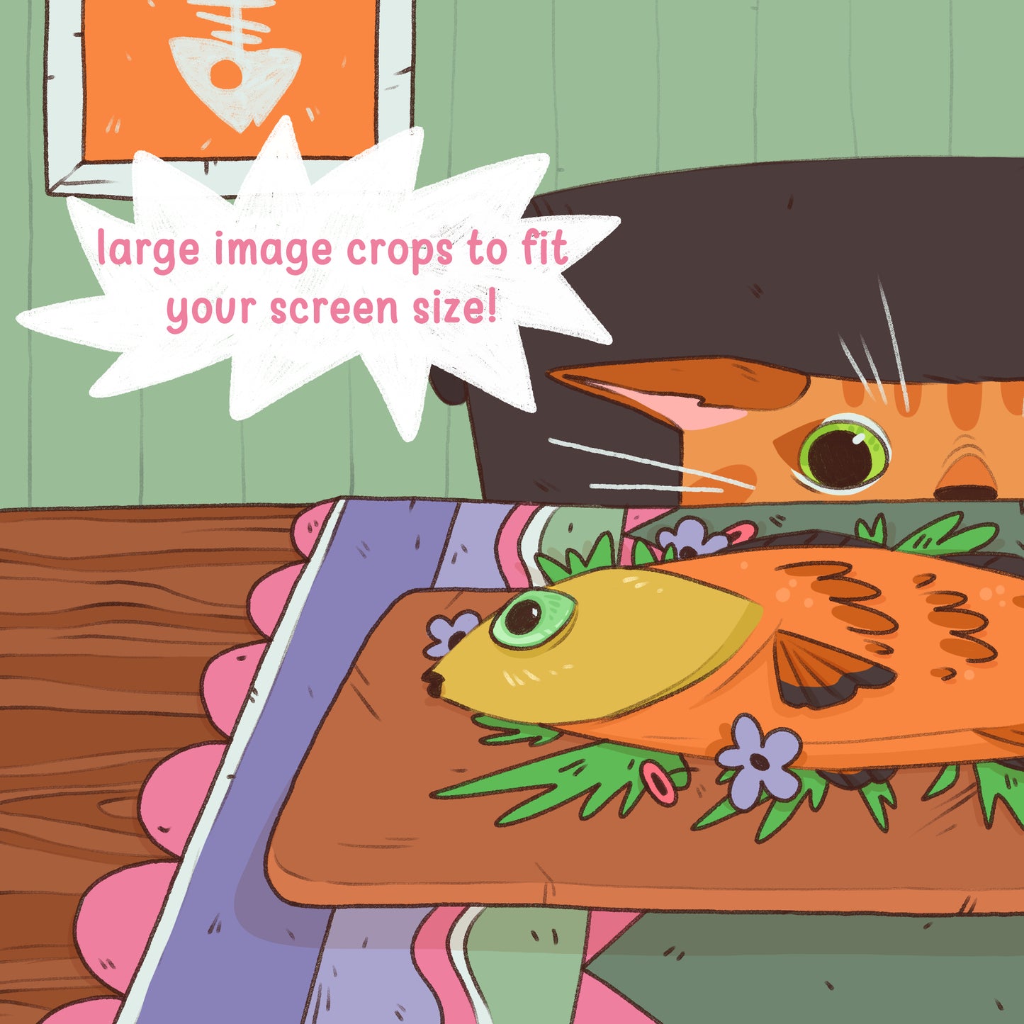 ORANGE MISCHIEVOUS CAT DESKTOP WALLPAPER - DIGITAL DOWNLOAD