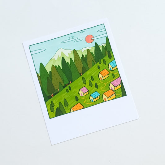 VILLAGE LANDSCAPE POLAROID PRINT