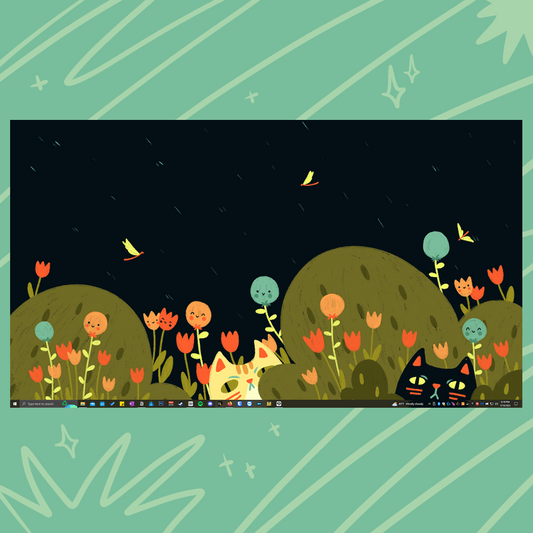 TULIP CATS DESKTOP WALLPAPER - DIGITAL DOWNLOAD