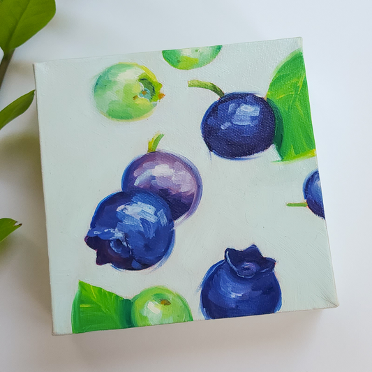 BLUEBERRIES OIL PAINTING