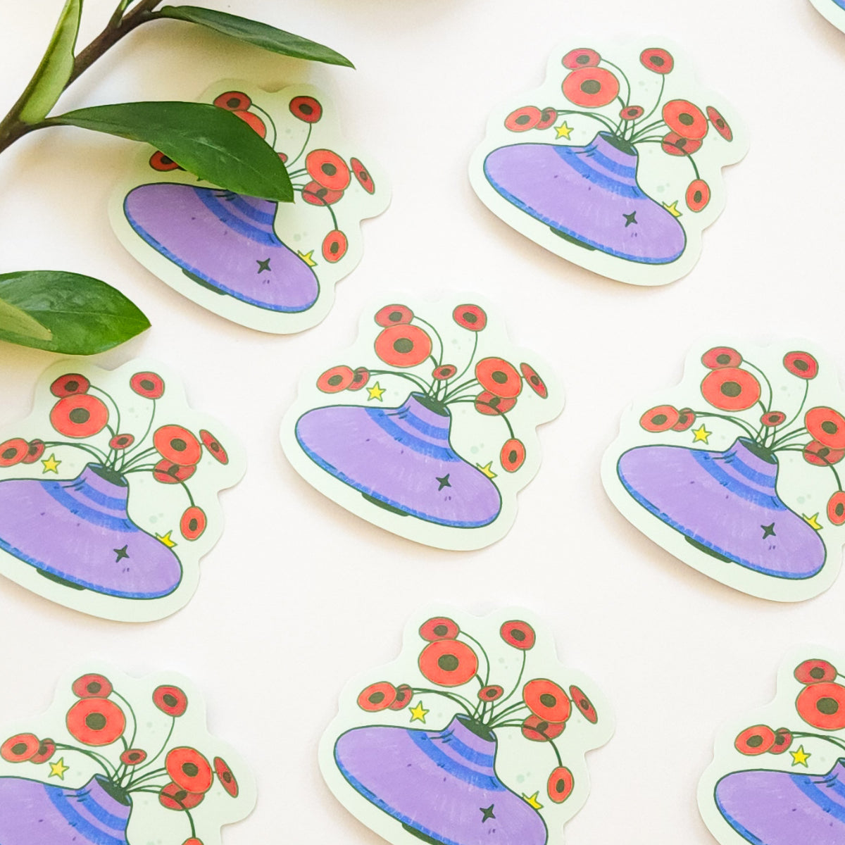 PURPLE PLANT POT STICKER