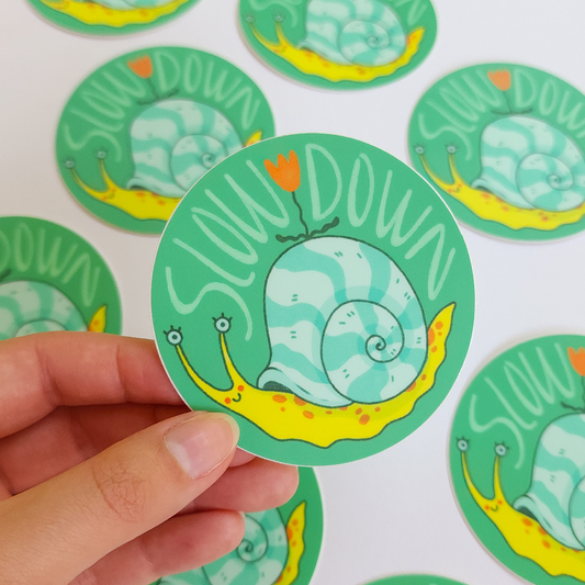 SLOW DOWN SNAIL STICKER